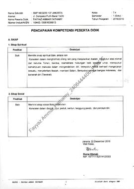 Rapor Semester Satu