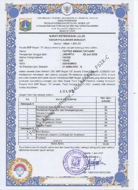 Surat Keterangan Lulus SMP