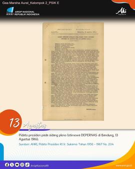 Naskah Pidato Presiden Sukarno pada Sidang Pleno Istimewa DEPERNAS di Bandung, 13 Agustus 1960