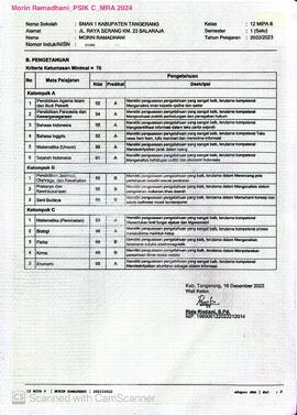 Rapor Semester 5 SMA