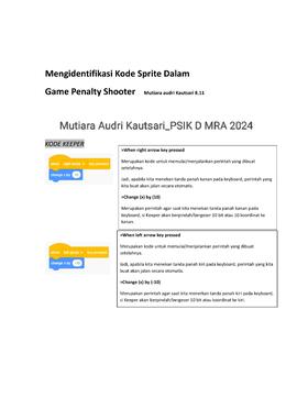 Tugas TIK Kode Sprite dalam Mengoperasikan Game Penalty Shooter Mutiara Audri Kautsari