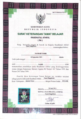 Surat Keterangan Tamat Belajar TK