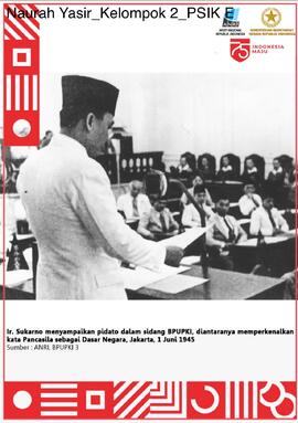 Arsip Foto ketika sidang BPUPKI, Ir. Soekarno menyampaikan gagasan tentang Pancasila sebagai dasar negara Indonesia