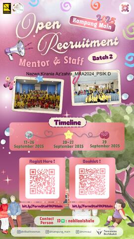 Desain Open Recruitment Staff Kampung Main 2025